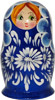 3.5 Miniature Russian Doll Set - 5 Nesting Dolls, Blue