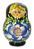 3 Miniature Russian Doll Set - 5 Nesting Dolls, Black