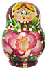 3 Miniature Russian Doll Set - 5 Nesting Dolls, Red