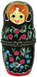 3.5 Porcelain Hinged Box Nesting Doll, Black