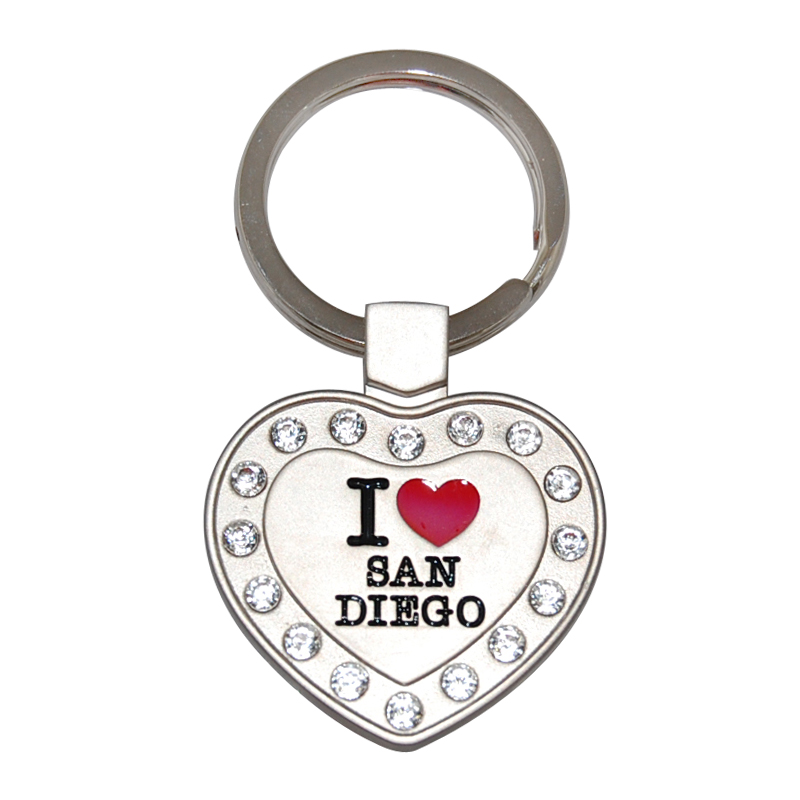 I Love San Diego Keychain with Rhinestones