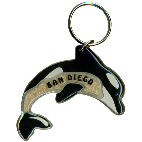 San Diego Orca Keychain with Beach Sand Fill
