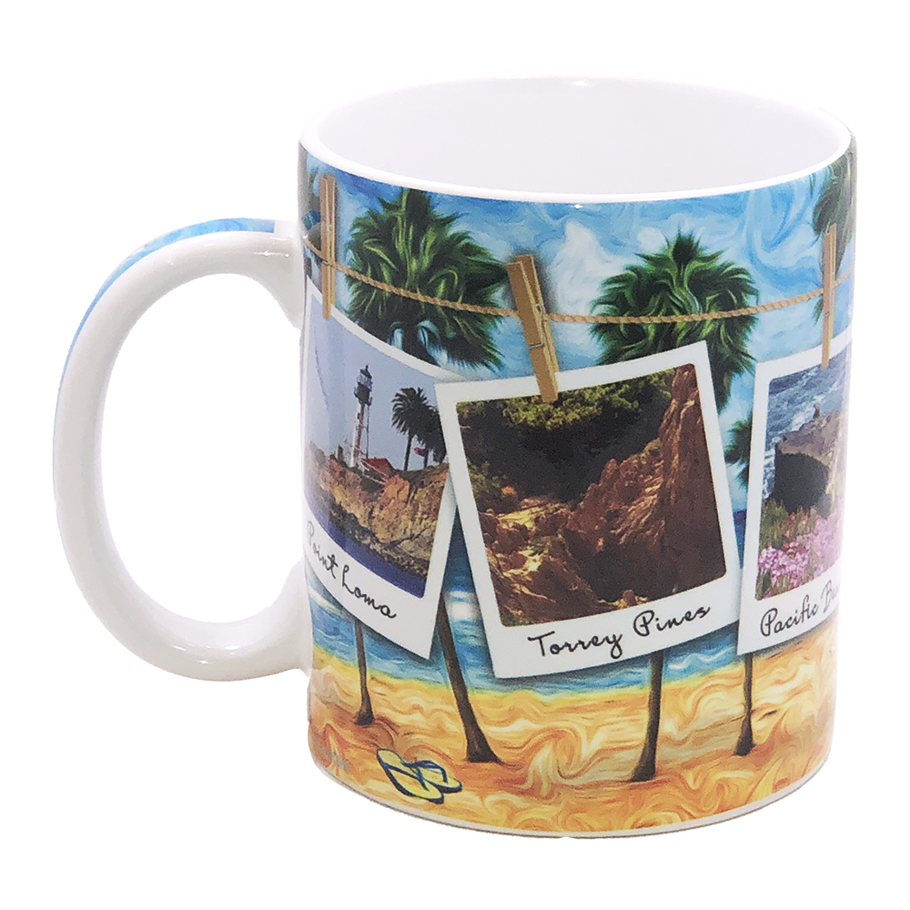 San Diego Souvenir Mug, Polaroid with Color