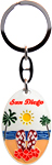 San Diego Beach Key Chain, Oval Pendant