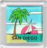 Picture frame style magnet featuring San Diego beach clip art