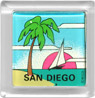 Picture frame style magnet featuring San Diego beach clip art