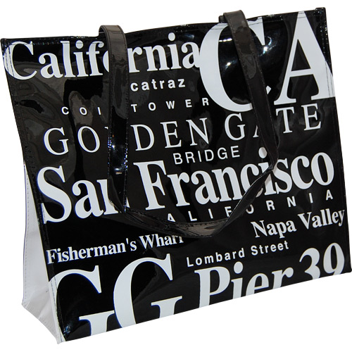 San Francisco Souvenir Tote Bag in B/W Letters, Large