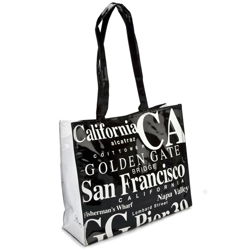 San Francisco Souvenir Tote Bag in B/W Letters, Large, photo-1