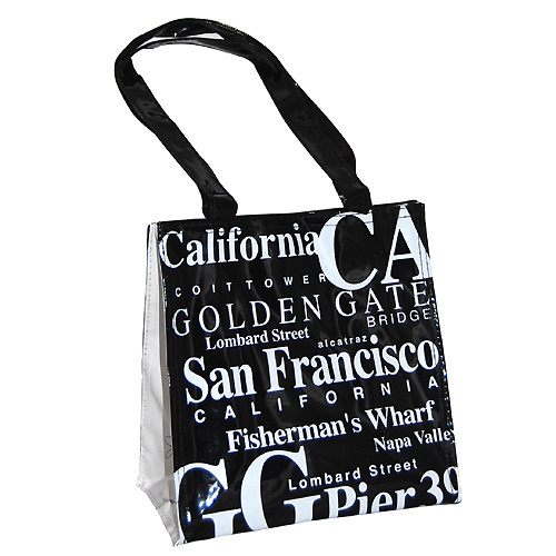 San Francisco Souvenir Tote Bag in B/W Letters, Small - Black, photo-1