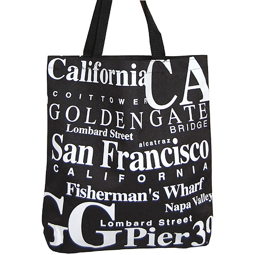 San Francisco Souvenir Canvas Tote Bag - Black, 14.5H