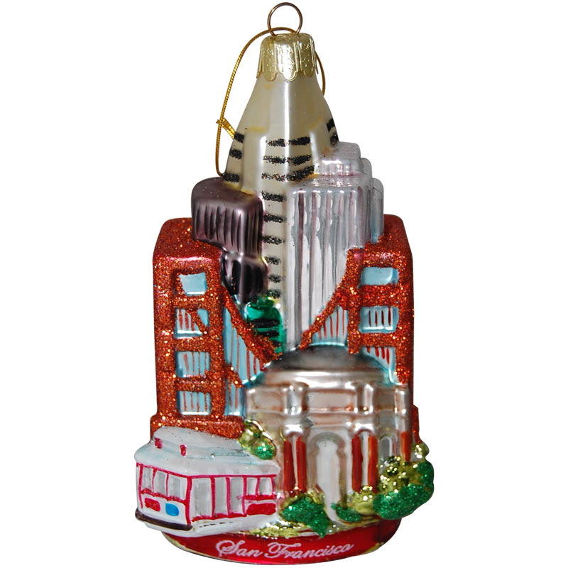 San Francisco City Icons Glass Ornament