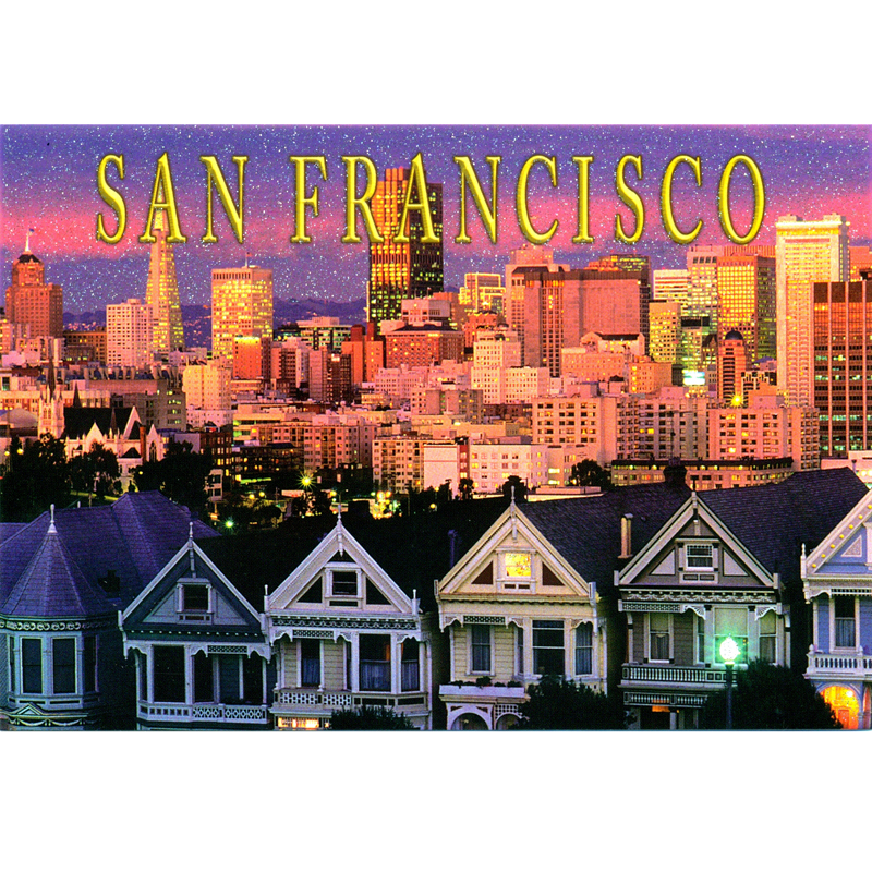 San Francisco city skyline at night Postcard, 4x6