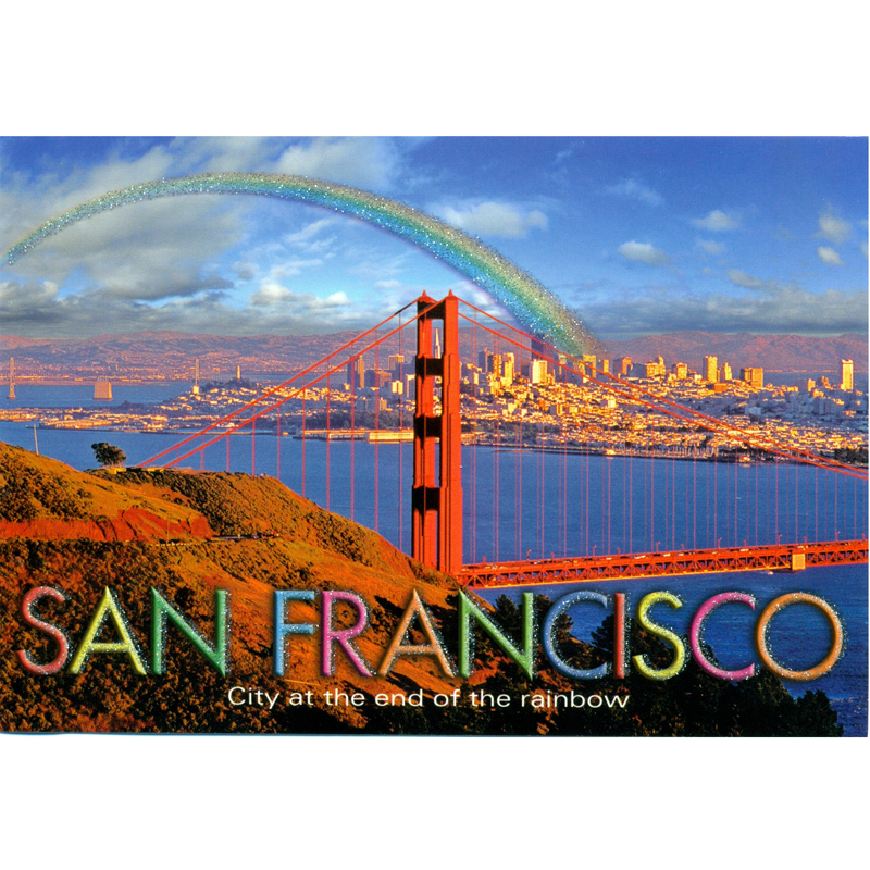 San Francisco Golden Gate Bridge with Rainbow Postcard, 4x6