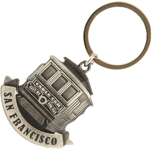 San Francisco - Cable Car Frontview Pewter Metal Key Chain