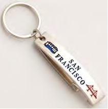 Bottle Opener Keychain from San Francisco, Chrome