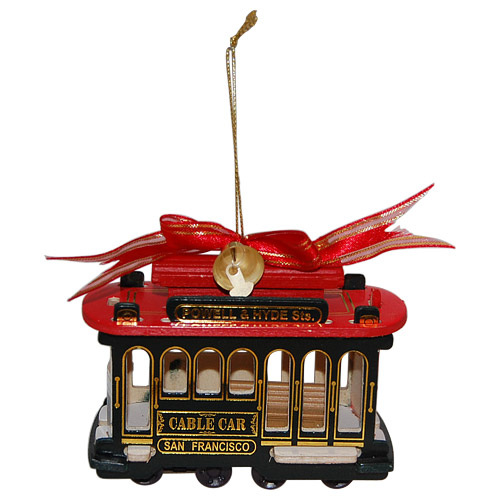 San Francisco Wooden Cable Car Ornament, 4L