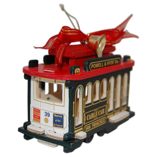 San Francisco Wooden Cable Car Ornament, 4L, photo-1