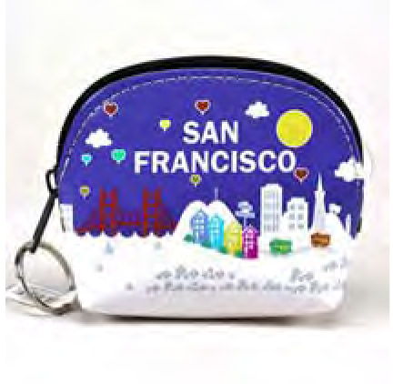 San Francisco Coin Purse with Key Ring, Midnight