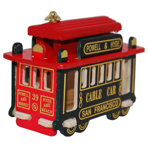 San Francisco Souvenir Wooden Cable Car Magnet, 3L, photo-1