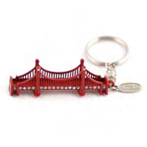 Golden Gate Bridge 3-D Red Metal Keychain with Rhinestones