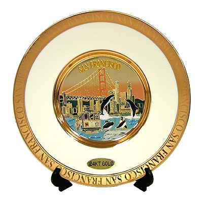 24K Gold Chokin Plate in White - San Francisco