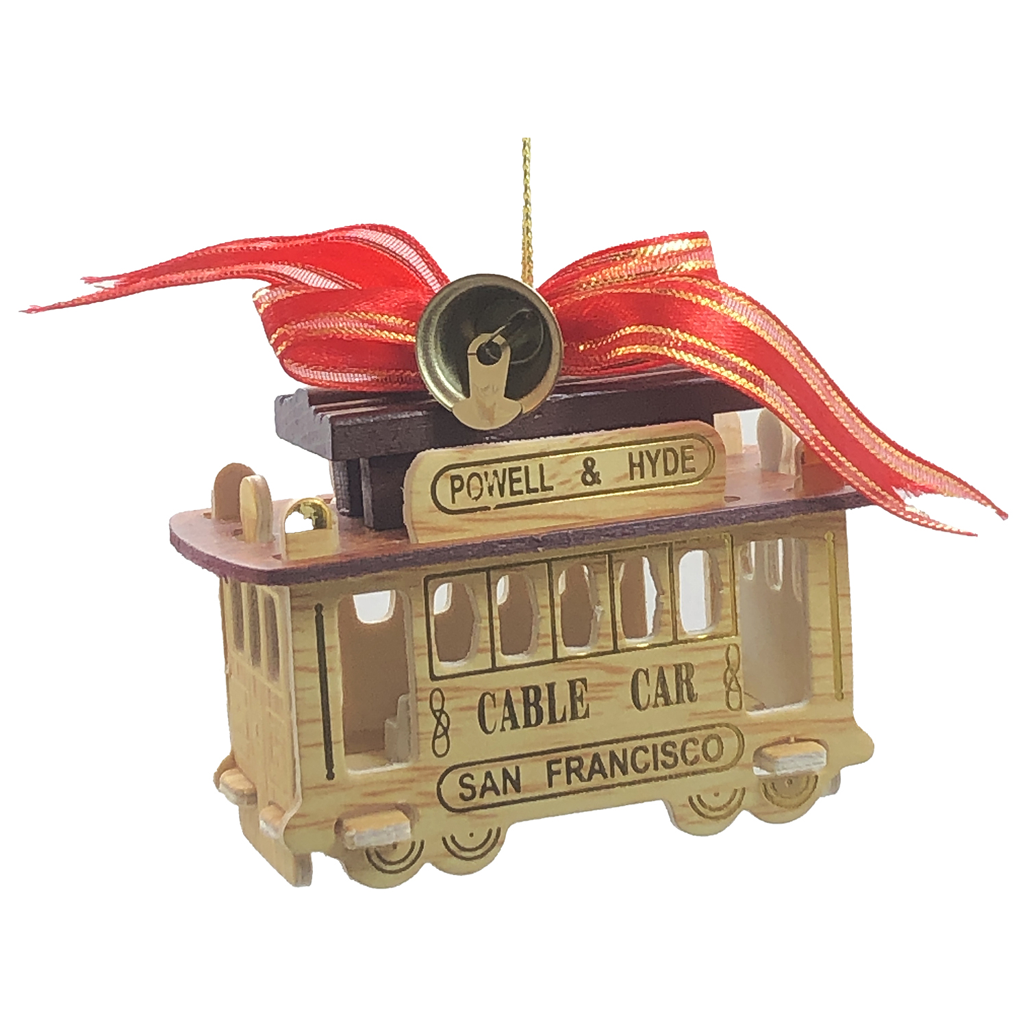 San Francisco Wooden Cable Car Ornament, 3