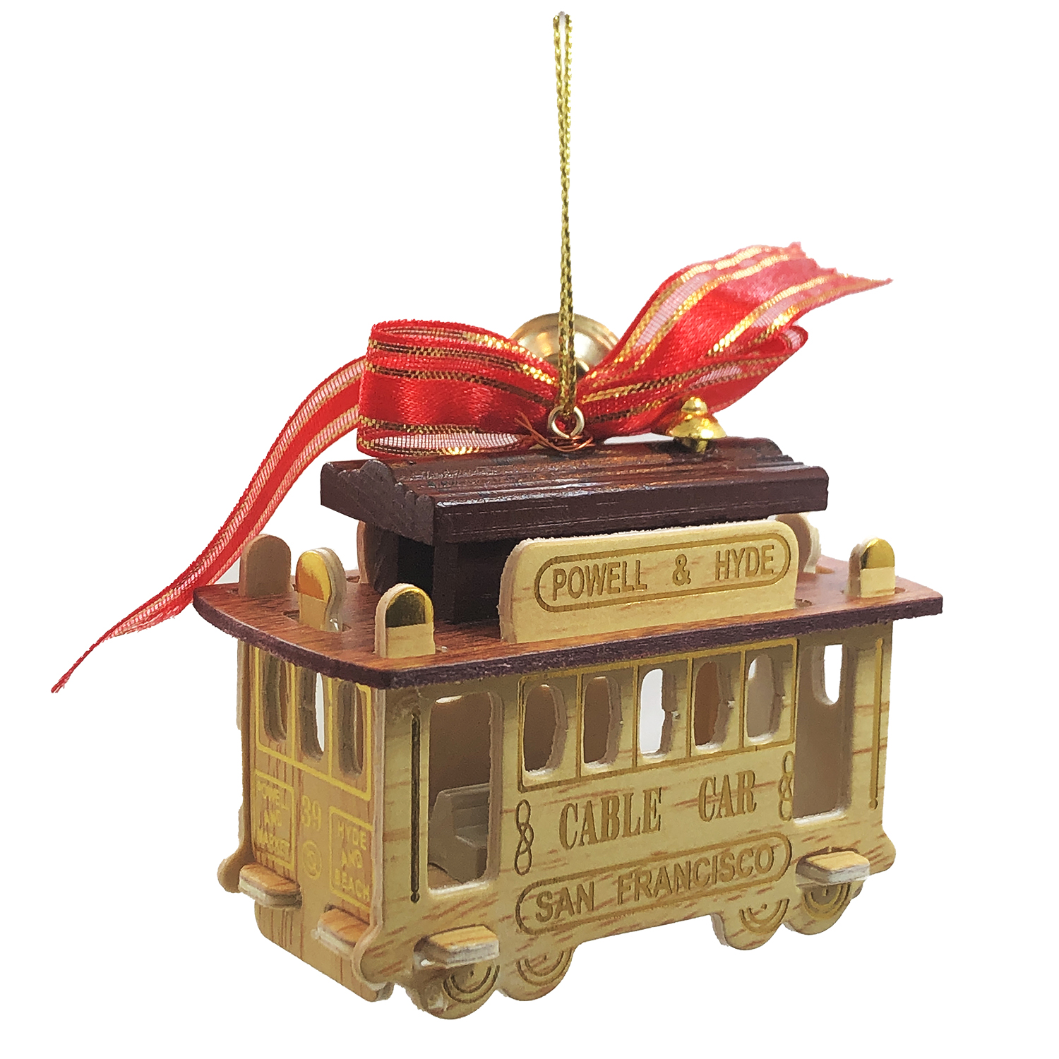 San Francisco Wooden Cable Car Ornament, 3L, photo-1