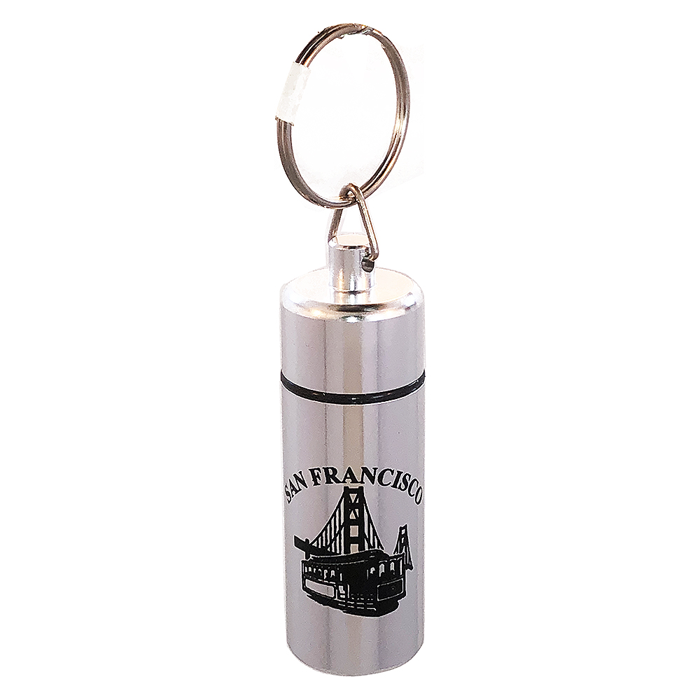 San Francisco Golden Gate Bridge/Cable Car Capsule Keychain, Silver