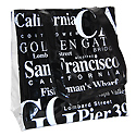San Francisco Souvenir Tote Bag in B/W Letters, Small - Black