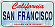 San Francisco Mini License Plate Fridge Magnet, Metal