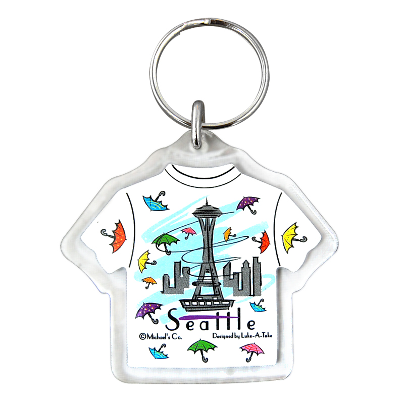 Seattle T-Shirt Shape Keychain, Umbrellas