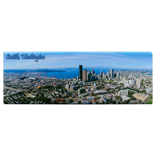 Aerial Panoramic of Seattle - Souvenir Magnet, 4-5/8L