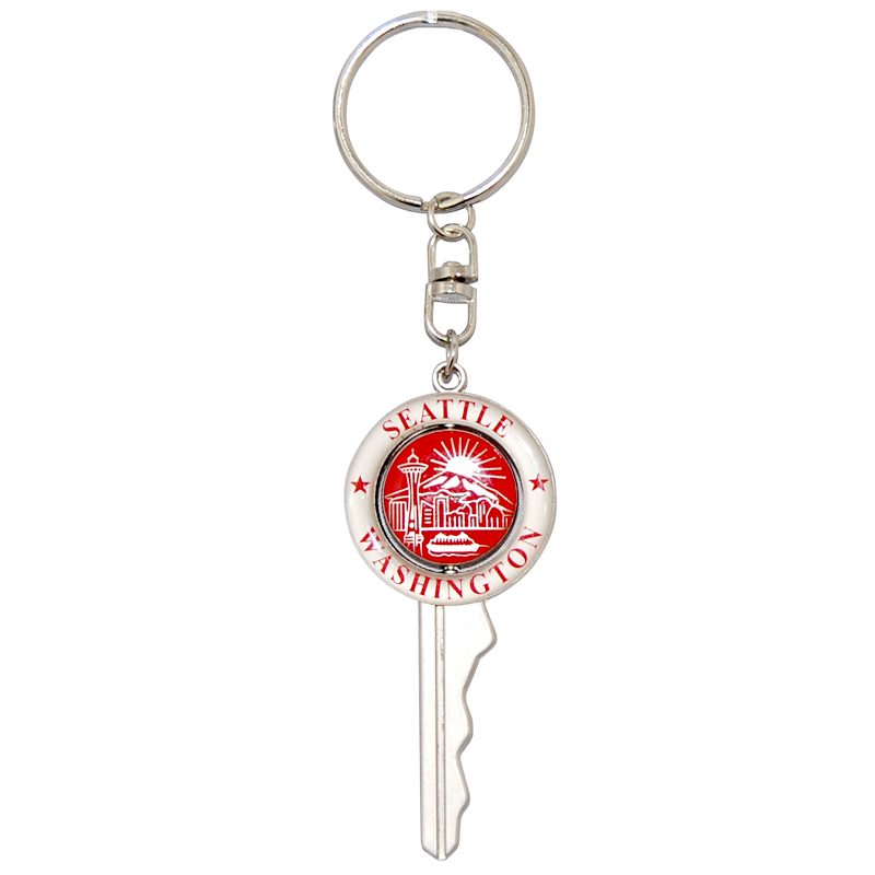 Seattle Keychain-Shape Keychain with Spin, Red