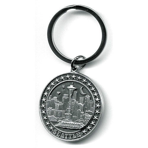 Seattle Round Pewter Keychain