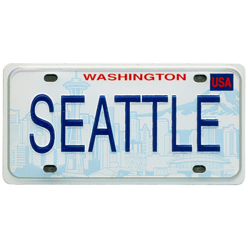 Mini Seattle License Plate Fridge Magnet, Metal