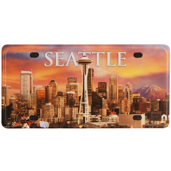 Seattle Sunset Mini License Plate Metal Fridge Magnet