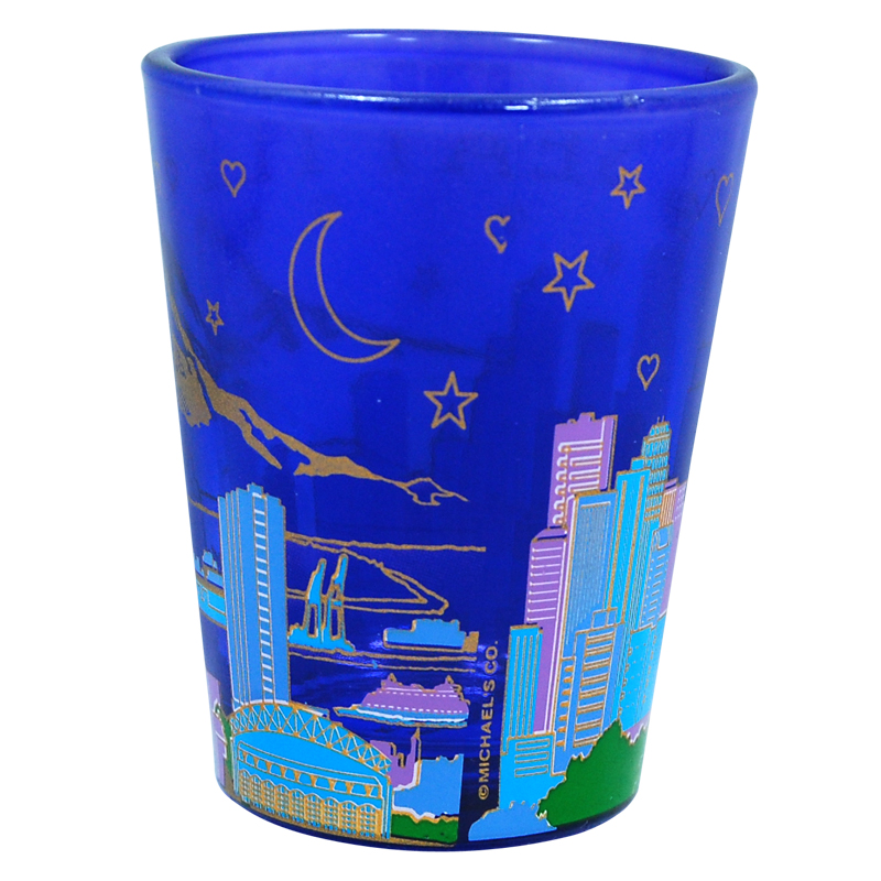 Cobalt Shot Glass - Seattle Starry Night, photo-1