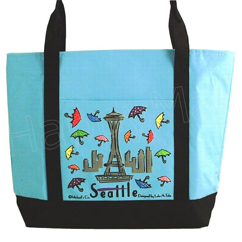 Seattle Theme Canvas Tote, 12x16