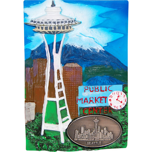 Seattle Souvenir Magnet with Pewter Emblem