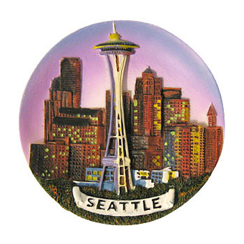 Seattle Skyline Magnet - Night View
