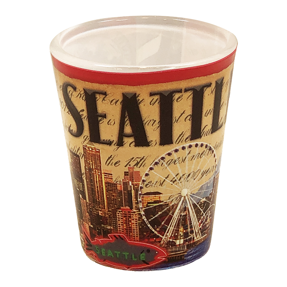 Seattle Souvenir Shot Glass - Postal Stamp