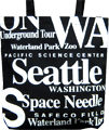 Black Seattle Landmarks Typography Canvas Tote Bag, 14.5