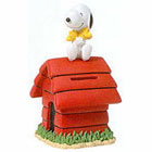 Snoopy Dog House Bank with Snoopy & Woodsotck Figurine, 6H