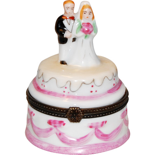 2 Tier Wedding Cake Porcelain Trinket Box