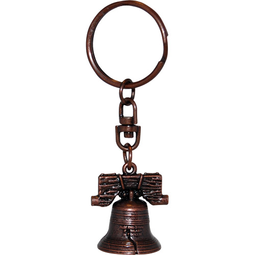 Antique Copper Liberty Bell Miniature Replica Keychain with Ringing Bell