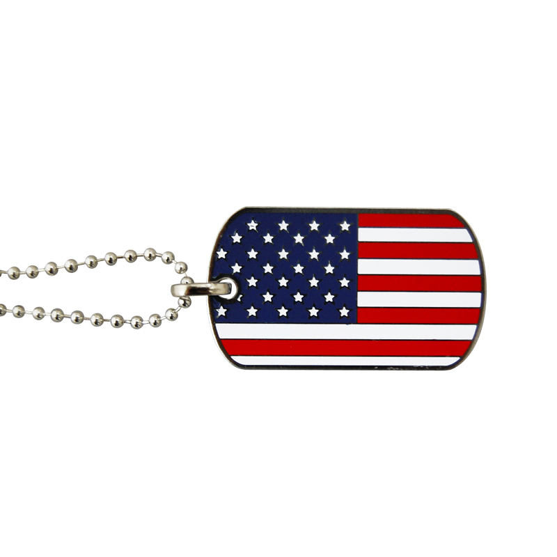 American Flag Dog Tag Necklace