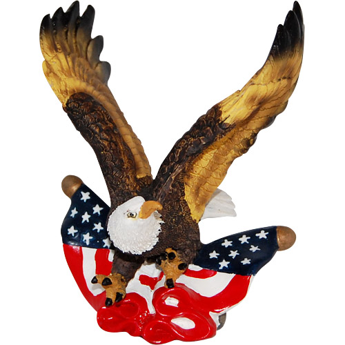 Patriotic Bald Eagle and USA Flag Figurine - 4.25H