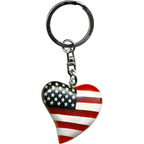 USA Souvenir Keychain - USA Heart in Wood