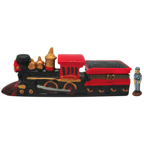 Classic American Coal Train Trinket Box – Hand-Painted Ceramic