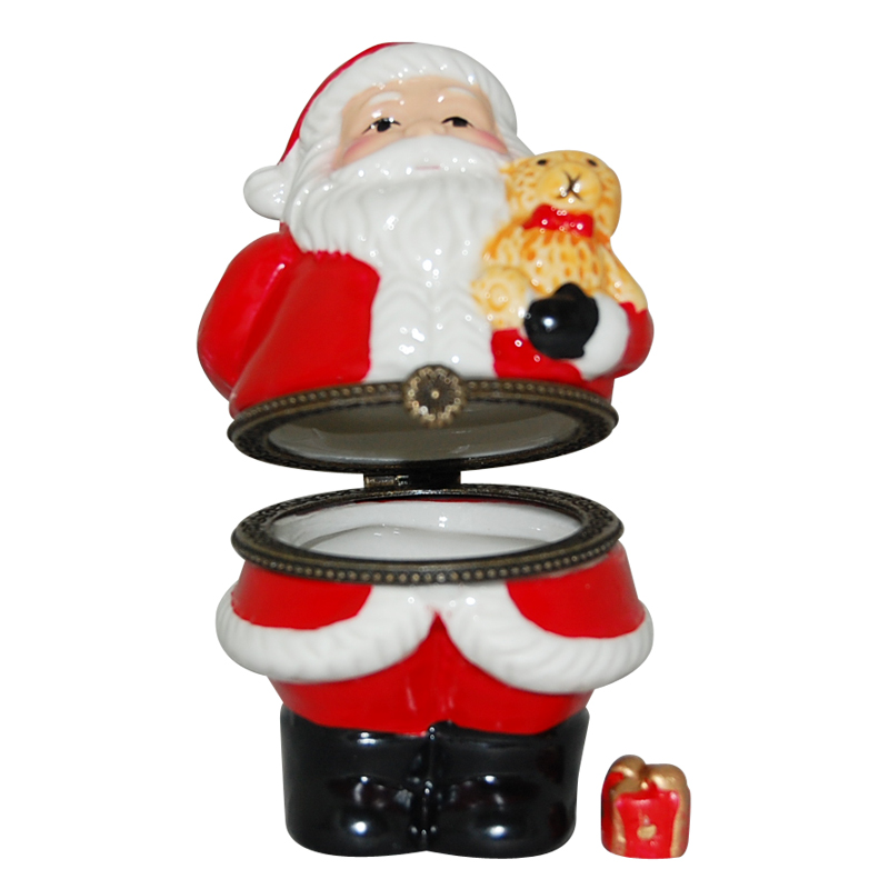Santa Claus Holding A Teddy Bear Trinket Box, photo-1